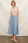 Denim A Line Midi Skirt