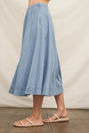 Denim A Line Midi Skirt