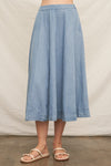 Denim A Line Midi Skirt