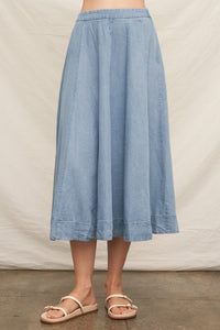 Denim A Line Midi Skirt