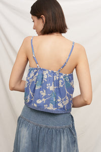 Reverie Printed Lace Trim Sequin Cami Top