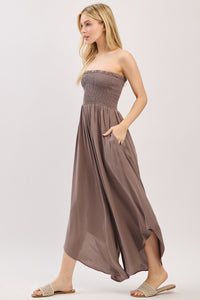 Grace Smocked Top Jumpsuit in Cocoa