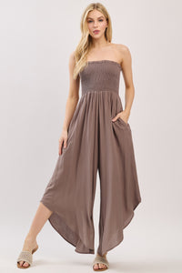 Grace Smocked Top Jumpsuit in Cocoa