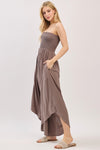 Grace Smocked Top Jumpsuit in Cocoa