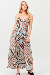Wild One Printed Open Back Maxi Dress