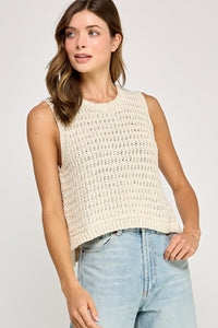 Sleeveless Sweater Knit Top Ecru