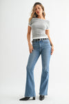 Mara Mid Rise Flare in Medium Denim