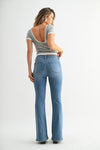 Mara Mid Rise Flare in Medium Denim
