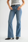 Mara Mid Rise Flare in Medium Denim