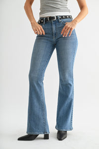 Mara Mid Rise Flare in Medium Denim