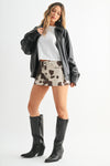 Animal Print Denim Skort