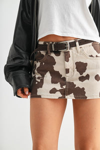 Animal Print Denim Skort