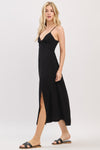 Twist Front Midi Dress in Black