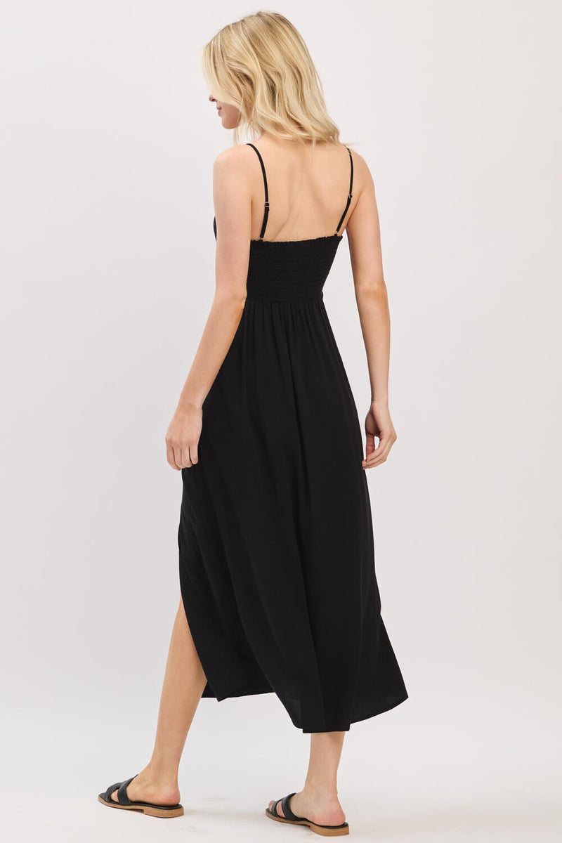 Twist Front Midi Dress in Black
