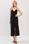 Twist Front Midi Dress in Black