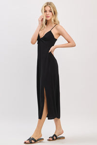 Twist Front Midi Dress in Black