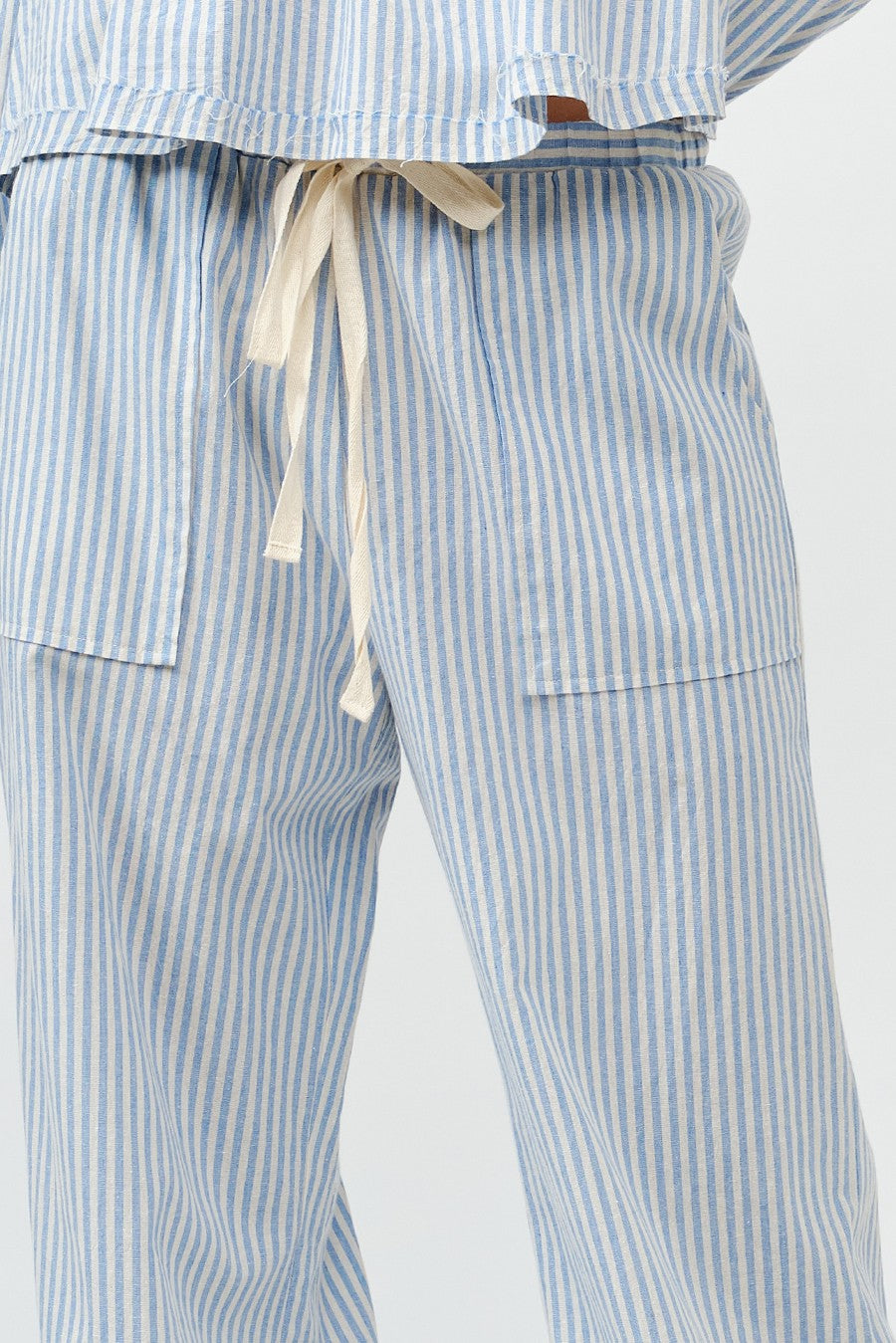 Striped Wide Leg Pants in Light Blue