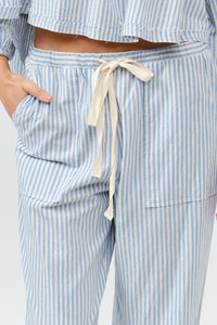 Striped Wide Leg Pants in Light Blue