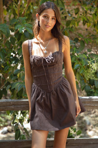 Chocolate Mini Stretch Poplin