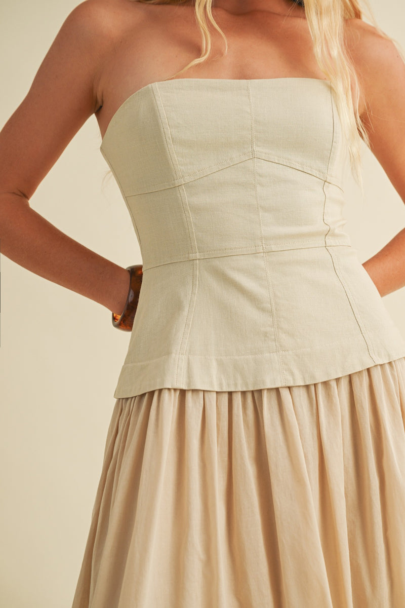 Tonal Corset Maxi Dress
