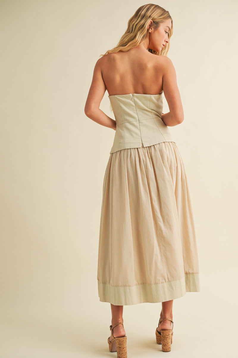 Tonal Corset Maxi Dress