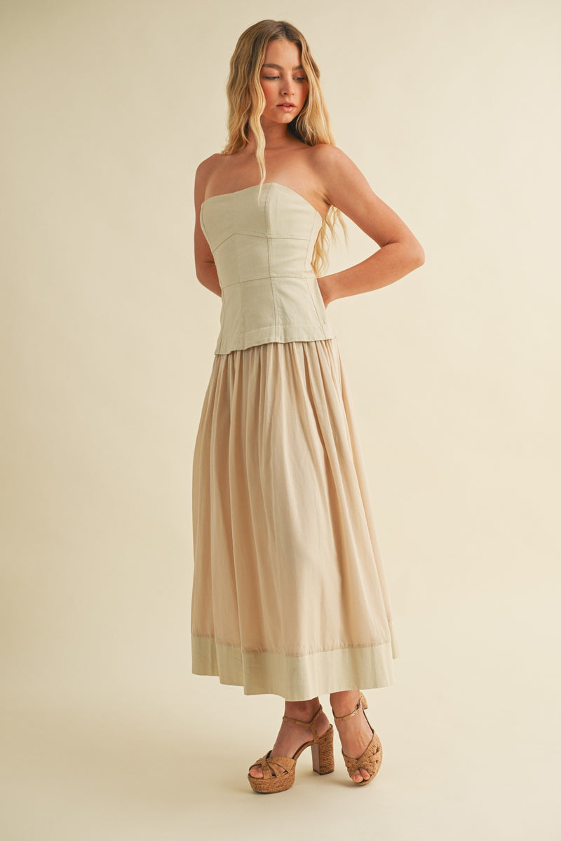 Tonal Corset Maxi Dress