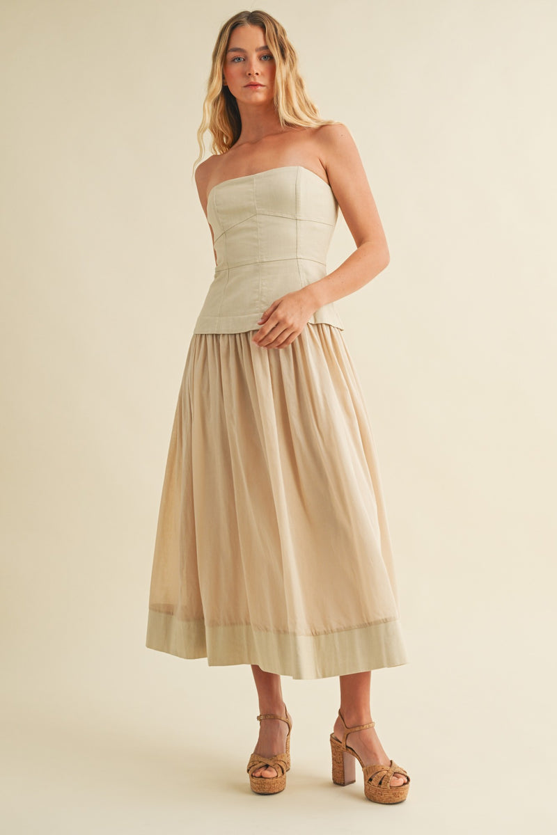 Tonal Corset Maxi Dress