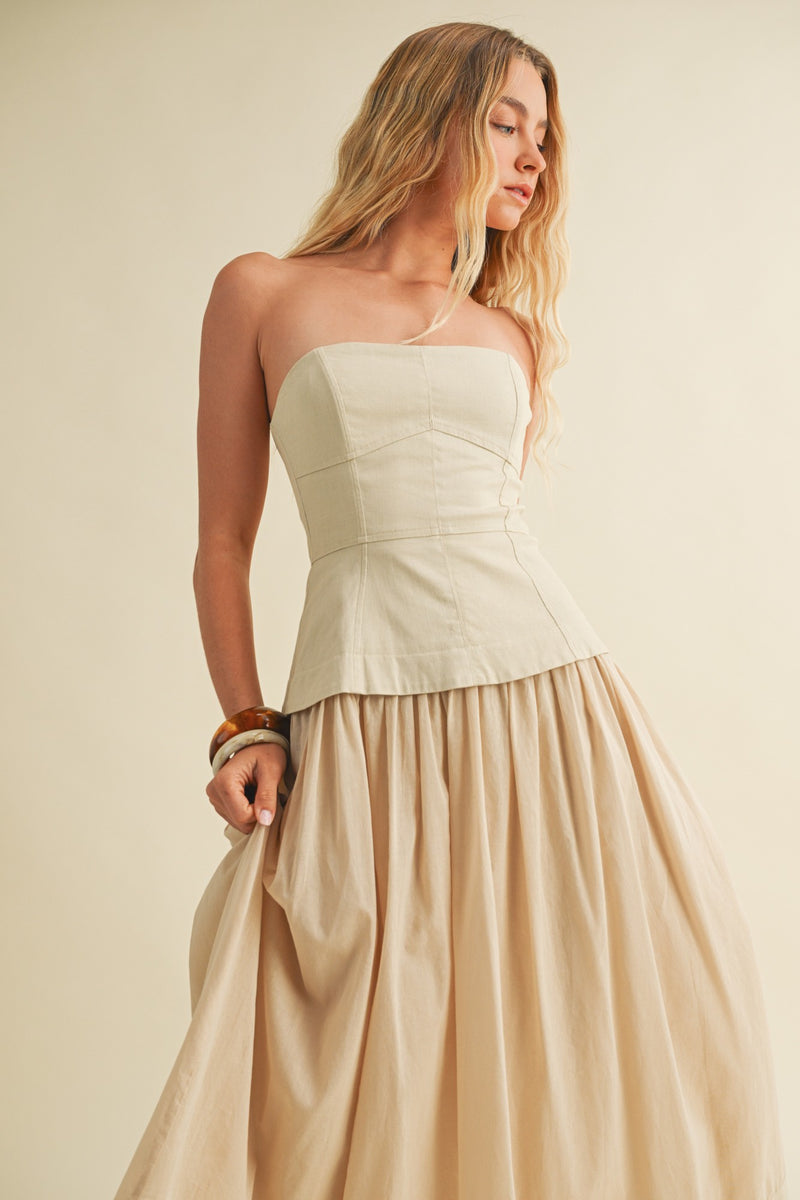Tonal Corset Maxi Dress
