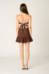 Contrast Pipping Mini Dress in Chocolate