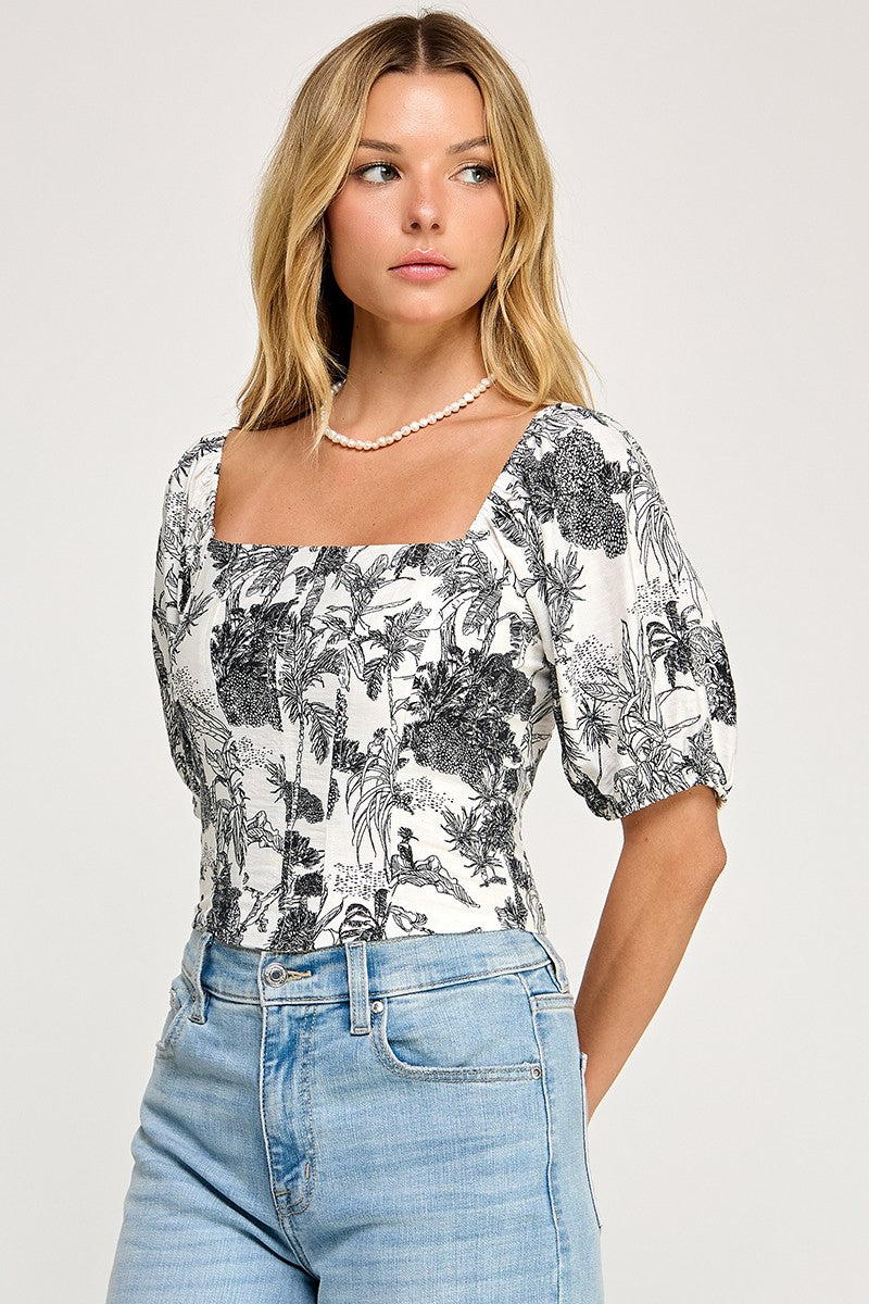 Toile Corset Top In Black