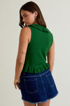 Green with Envy Ruffle Front Sweater Tank