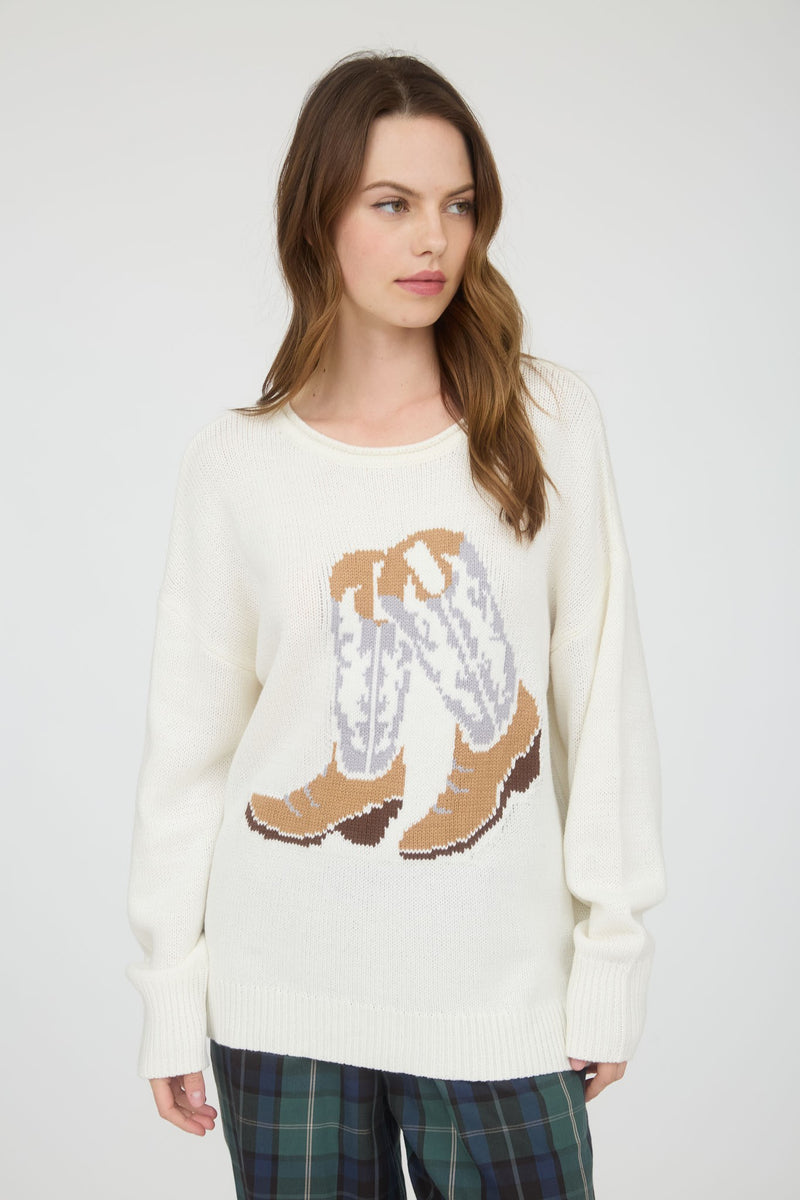 Kick Up Your Boots Western Sweater
