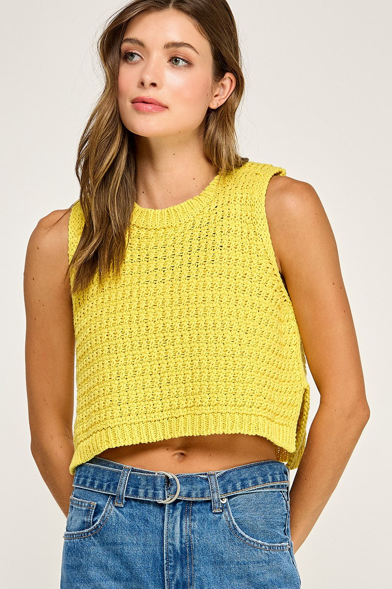 Sleeveless Sweater Knit Top in Yellow