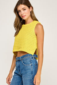 Sleeveless Sweater Knit Top in Yellow