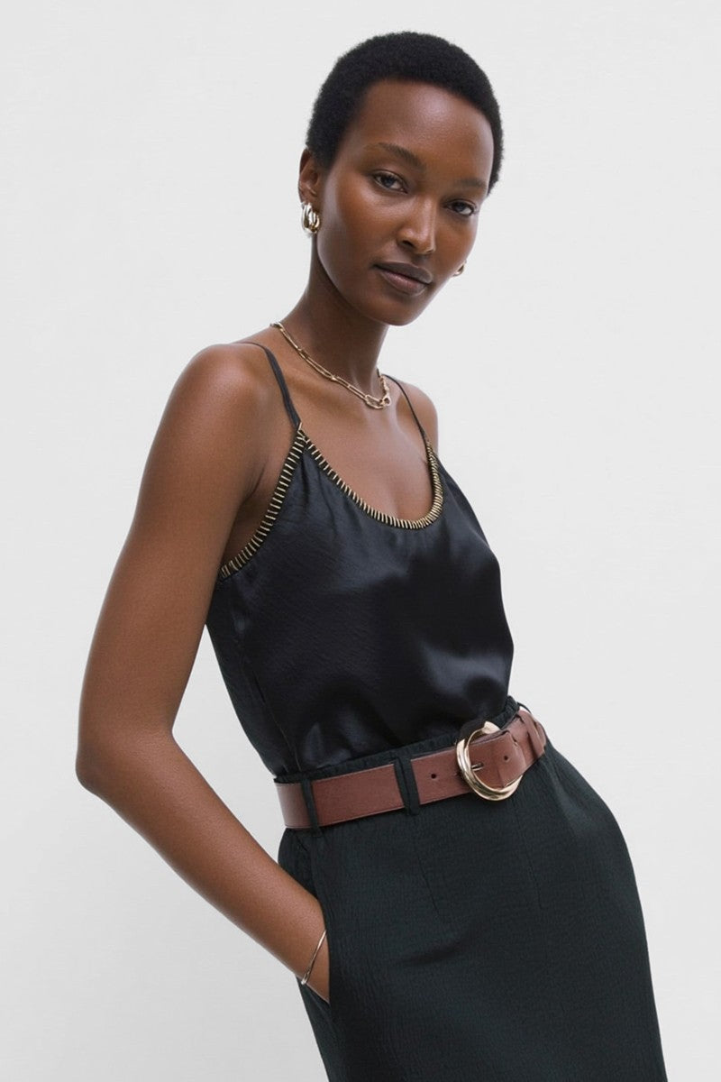 Whipstitch Cami in Black