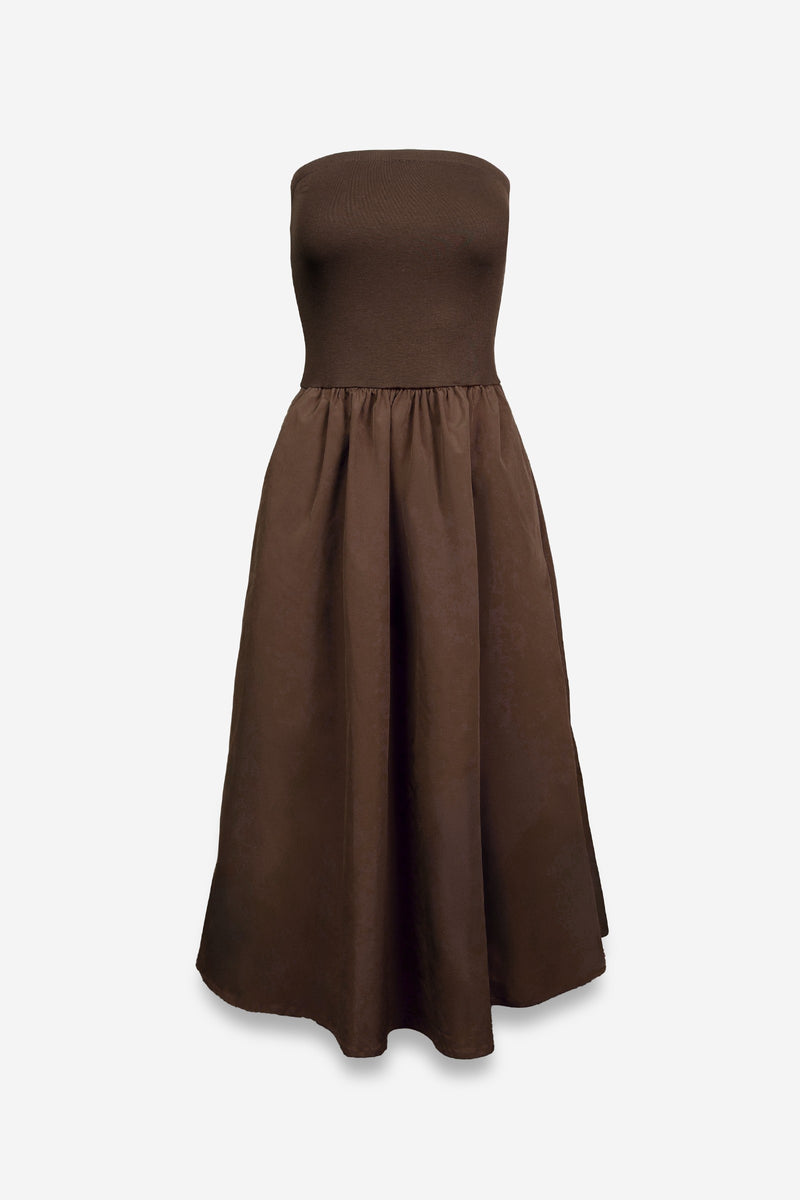 Tube Top Maxi Dress in Chocolate