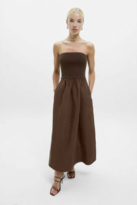 Tube Top Maxi Dress in Chocolate