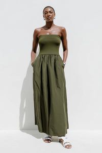 Tube Top Maxi Dress in Olive