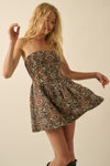 Jacquard Tapestry Strapless Mini Dress