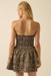 Jacquard Tapestry Strapless Mini Dress