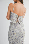 Floral Seqin Crop Top and Midi Skirt Set