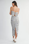 Floral Seqin Crop Top and Midi Skirt Set
