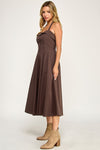 Chocolate Halter Flare Midi Dress