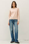 Crew Neck Pull Over Sweater in Blush