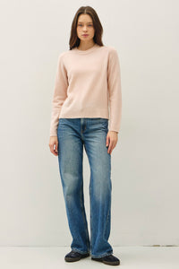 Crew Neck Pull Over Sweater in Blush