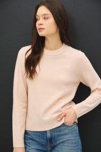Crew Neck Pull Over Sweater in Blush