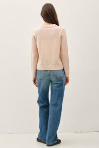 Crew Neck Pull Over Sweater in Blush