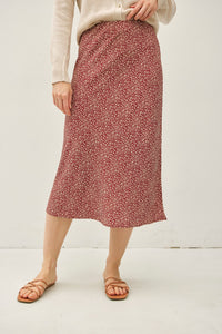 Print Midi Skirt in Rust