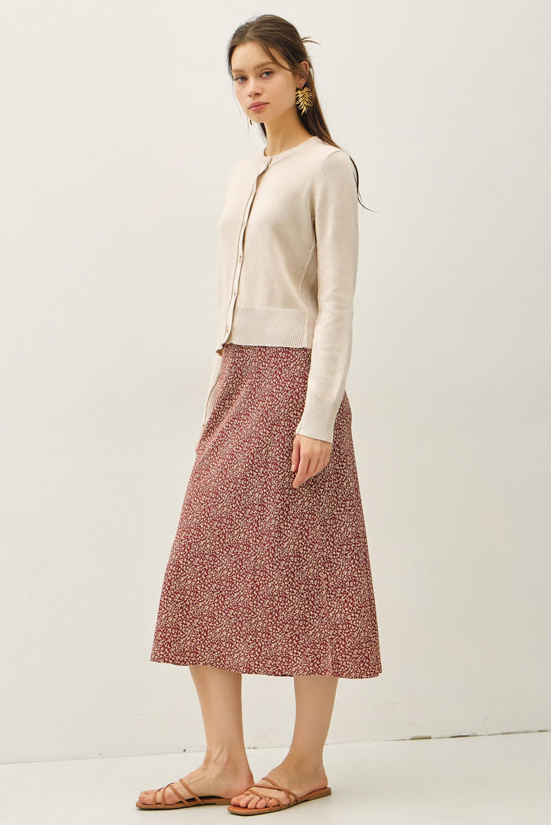 Print Midi Skirt in Rust
