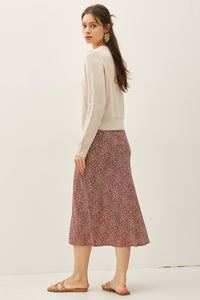Print Midi Skirt in Rust